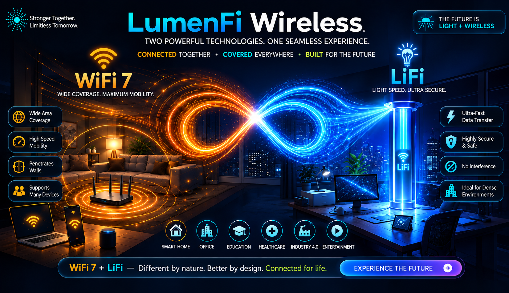 LumenFi Wireless: WiFi 7 and LiFi connected together for one seamless experience